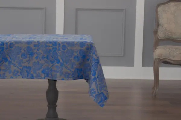 Loire Linen Jacquard Tablecloth - Riviera Blue