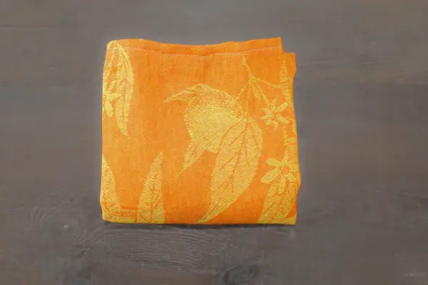 Sullivan Tea Towel Linen Tangerine Jacquard Folded scaled