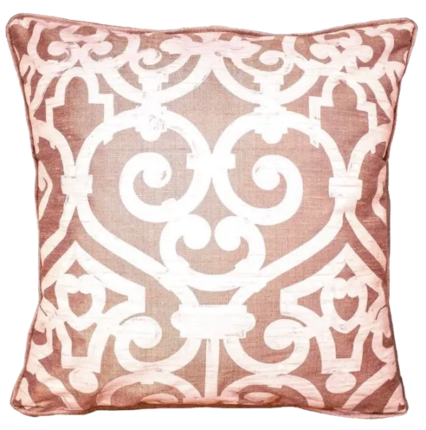 Tan linen pillow with bold white print design by Sullivan Mercantile