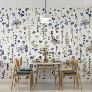 Flower wallpaper in a dining room by Domain of The Flowerings