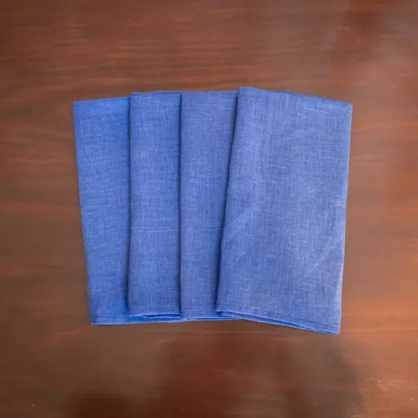 4 linen table napkins in french blue linen by Sullivan Mercantile