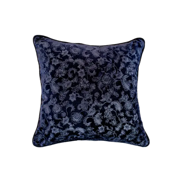 Midnight Adrboreal throw pillow in navy blue velvet jacquard by Sullivan Mercantile.